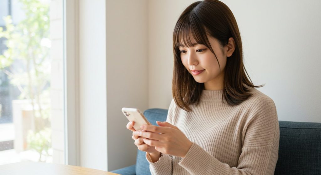 スマホを持つ女性