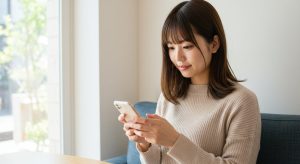 スマホを持つ女性